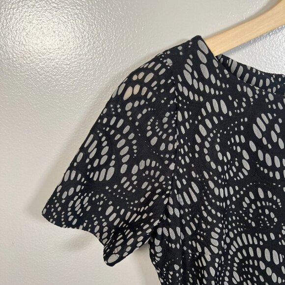 Reiss Janella Ruched Dress Size 4 Black Bonded Lace Career Event Wedding Guest - Picture 5 of 10